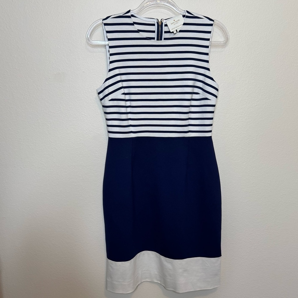 Kate Spade Navy and White Sleeveless Dress size 8